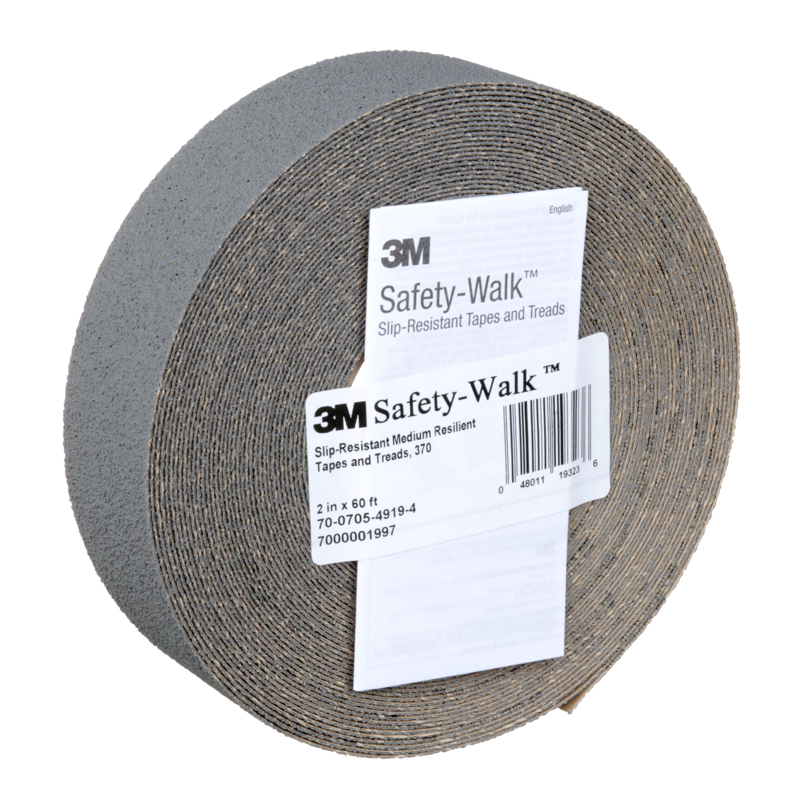 3M™ Safety-Walk™ - Cintas y peldaños antideslizantes de resistencia media 370, gris, 2 pulgadas x 60 pies, rollo, 2/caja