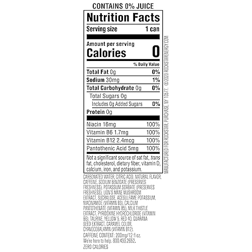 Miniatura 2 de Rockstar Focus Energy Drink, melocotón blanco, melena de león, cero azúcar, cero calorías, latas de 12 onzas, (paquete de 12), 200 mg de cafeína,