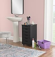 Vista 14 de Corinne - Carrito de almacenamiento con ruedas de seis cajones, color negro Linon