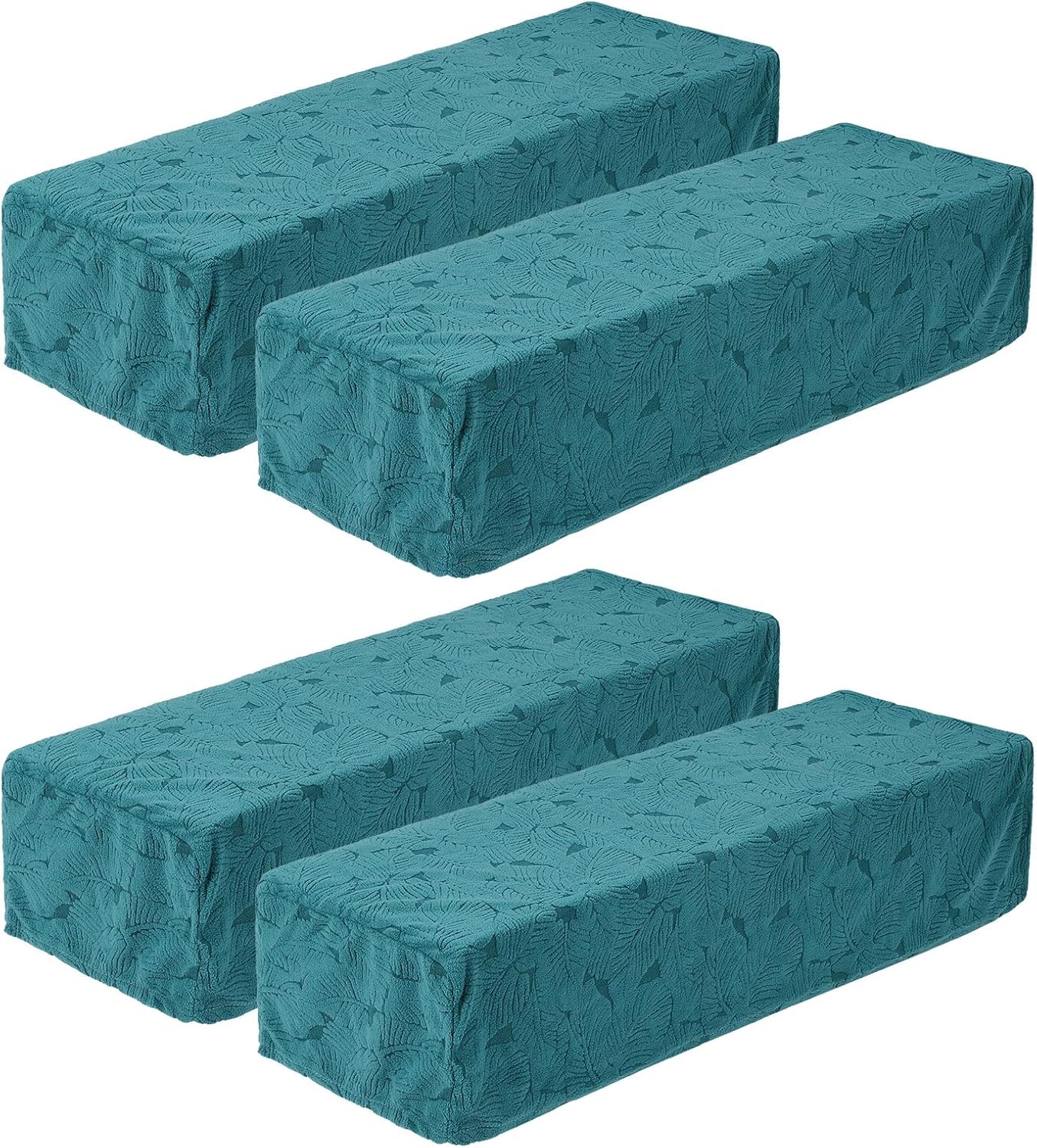uxcell 4Pcs Stretch Armrest Covers, Polyester Soft Armchair Slipcovers Couch Recliner Arm Cover for Chair Sofa Protector, Lake Green, Leaf Pattern
