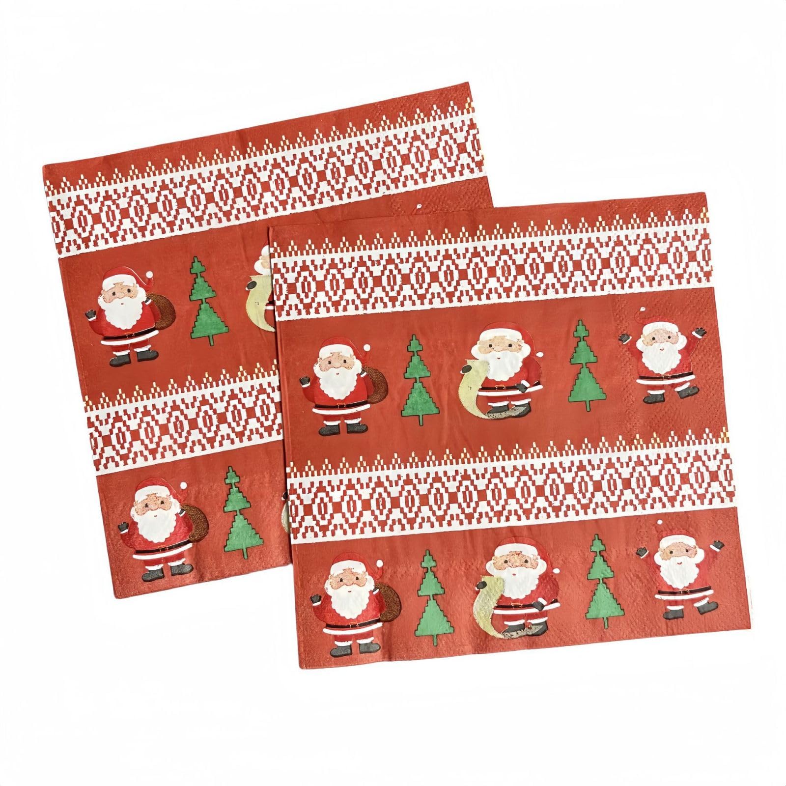 Tovaglioli di Carta Babbo Natale Carino Carta Igienica Spessore Tovaglioli di Carta Decorati Compleanno Decorazione da Tavola Usa E Getta per Matrimoni Feste 30 Packs(33x33)