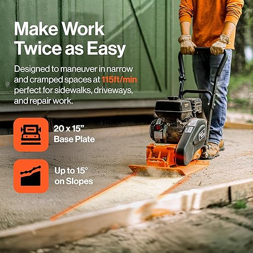 Miniatura 4 de SuperHandy Compactador de placas apisonador de 7 HP motor de gas de 4200 libras de fuerza de compactación apisonador de salto de 20 x 15 pulgadas