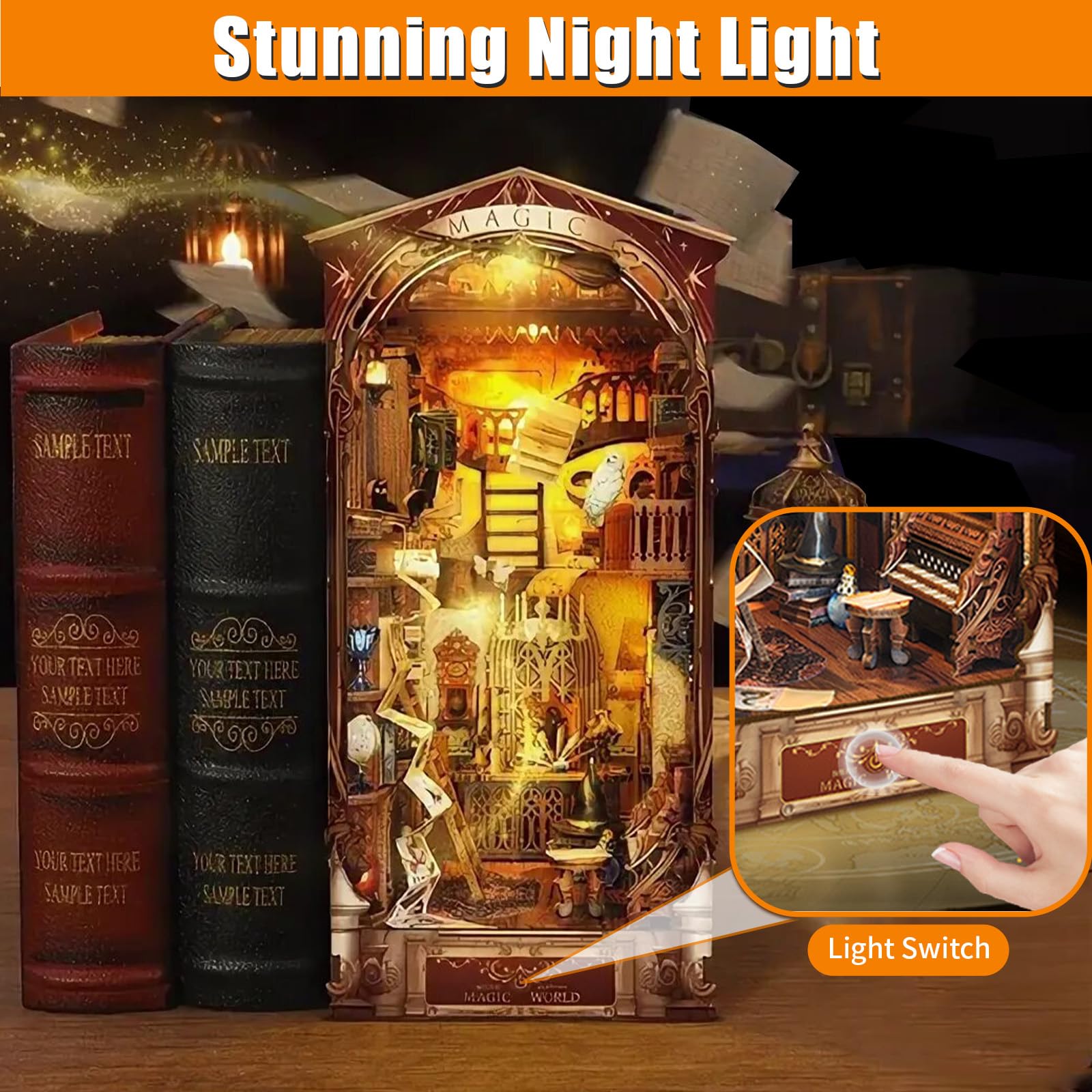 CUTEBEE Kit Book Nook - Confezione da 2 fermalibri in miniatura di Natale - Decorazione per
