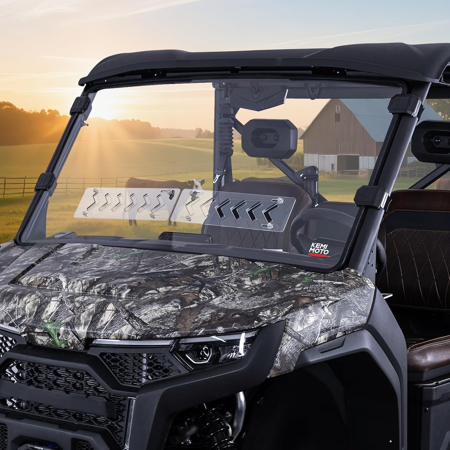 KEMIMOTO 2-in-1 Vented Front Windshield Compatible with 2025 2026 CFMOTO UFORCE U10 Pro & XL PRO ,Heavy Duty Hardened PC, Scratch Resistant, Quick Install, U10 PRO Front Window Accessories