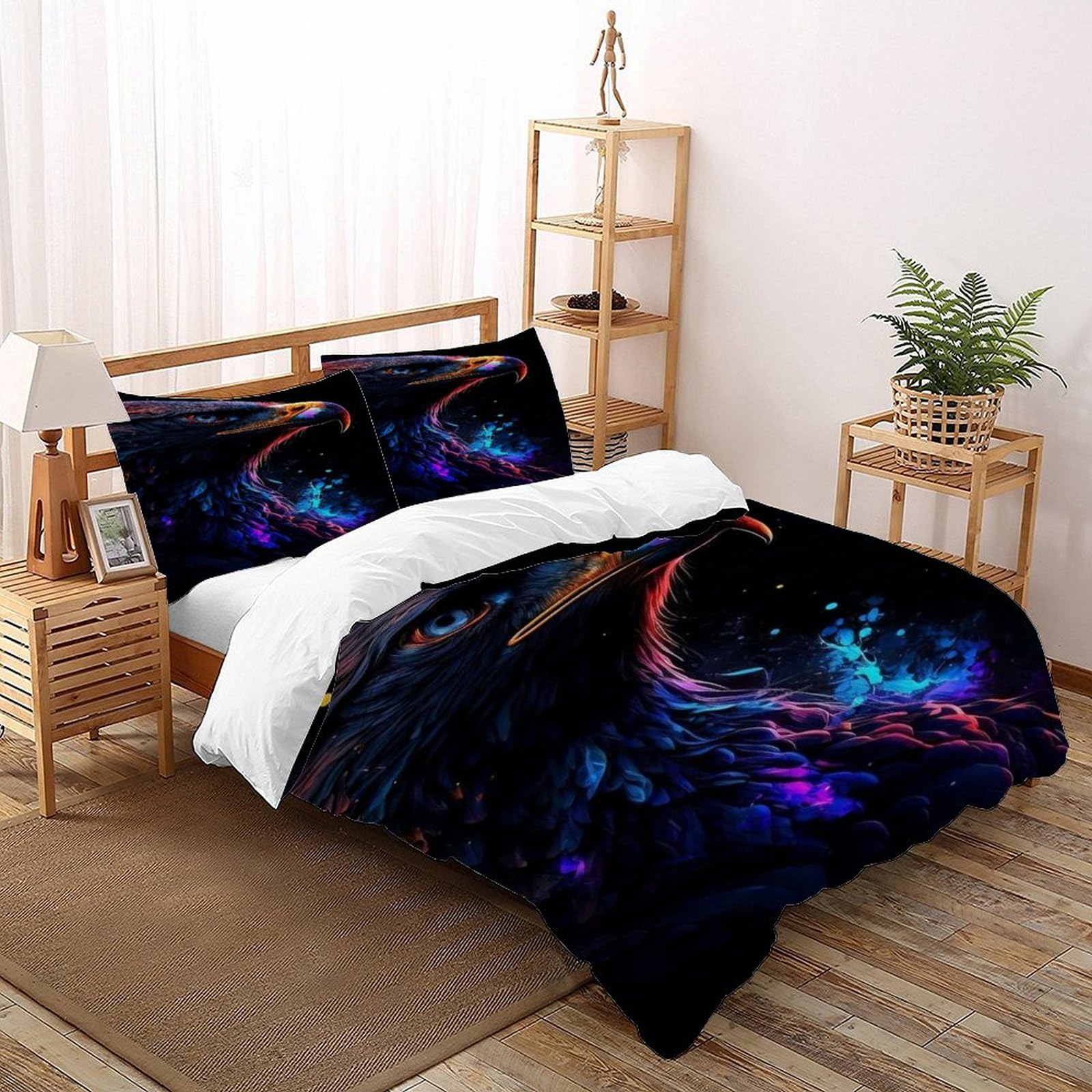Housse de couette tigre blanc 135x200 cm avec sa taie d'oreiller zippée