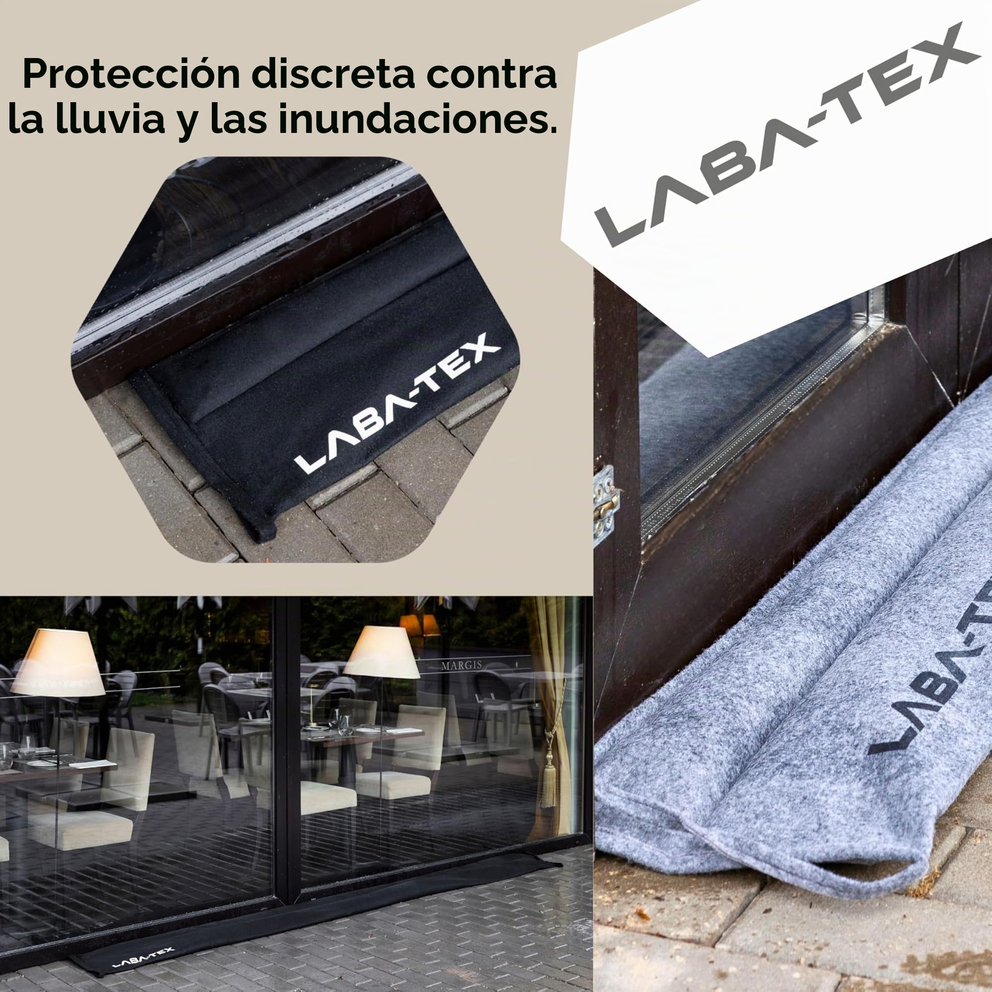 Barreras Antiinundación Activadas por el Agua, Sin Preparación, Protección Rápida contra Fugas e Inundaciones para Puertas, Ventanas, Pack de 2 (150 × 25 cm), Absorbe hasta 15 L/Gris, DESECHABLE