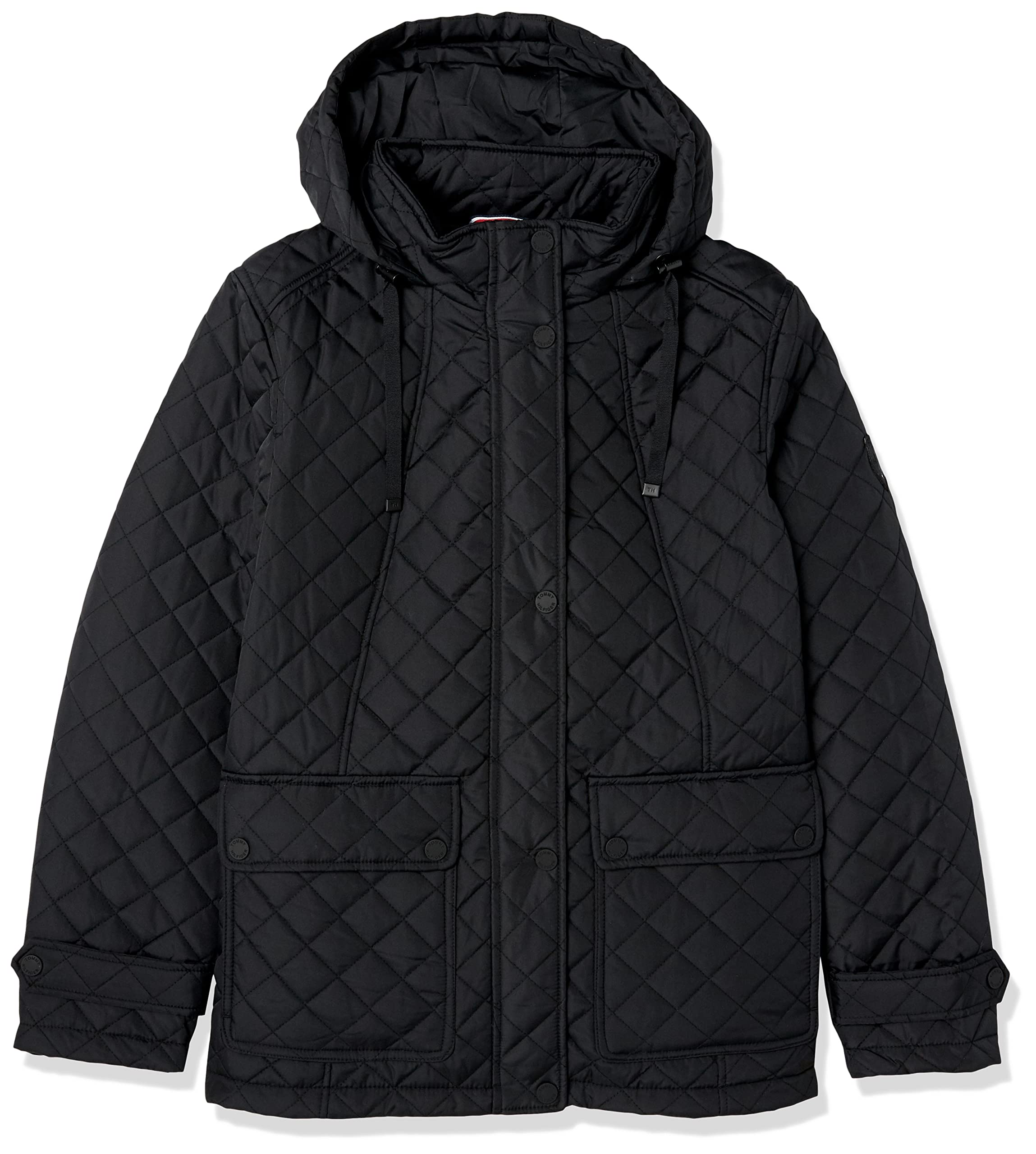 Tommy HilfigerWomen's Quilted Jacket Contrast Snaps Button Down Jacket