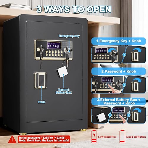 Miniatura 5 de Caja fuerte, caja de seguridad con teclado digital y sistema de alarma dual (3.5 Cubic-Digital)