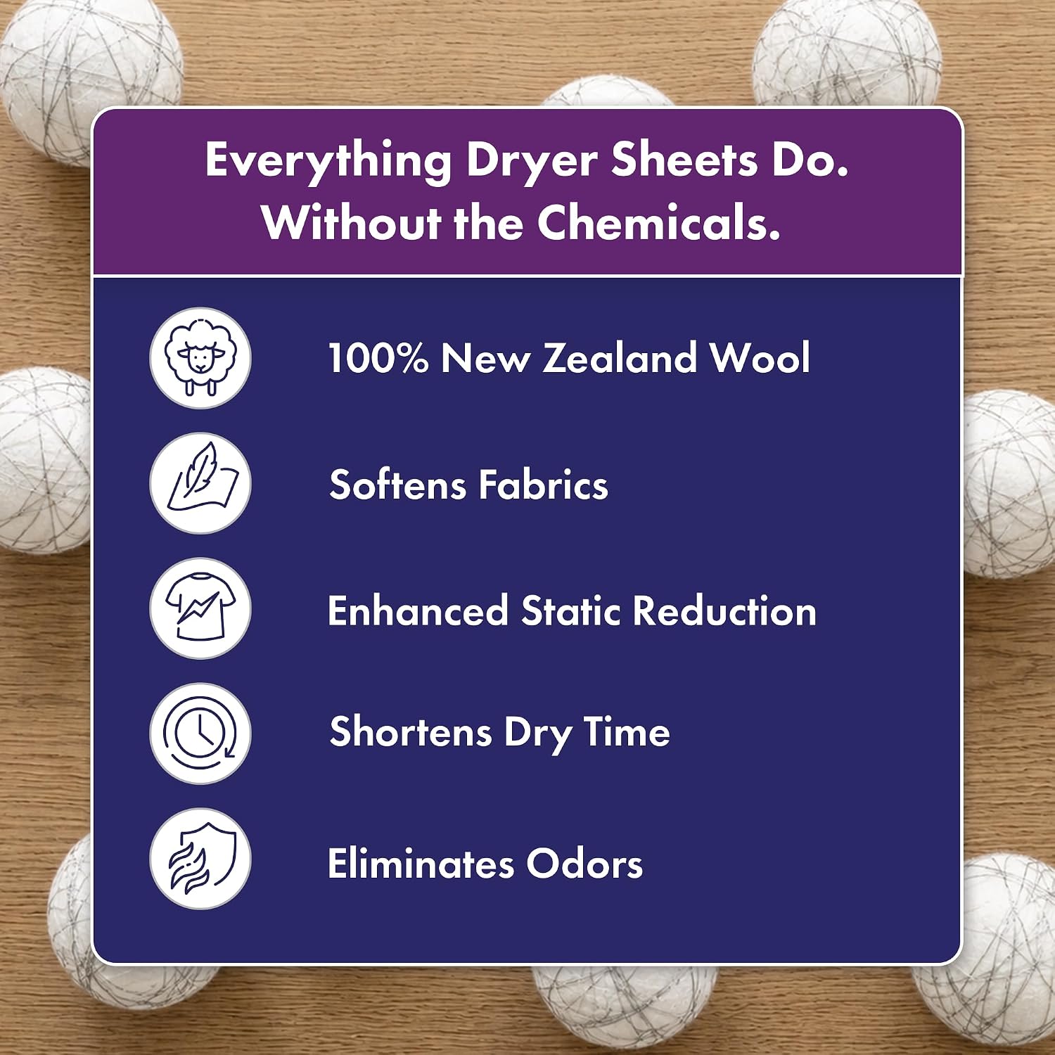 SilverWorks! Wool Dryer Balls Laundry Reusable - Odor Eliminating Dryer Laundry Balls with Silver Technology - Natural Fabric Softener and Static Reducer, Reduce Drying Time and Energy Costs - 6 Pack image 3