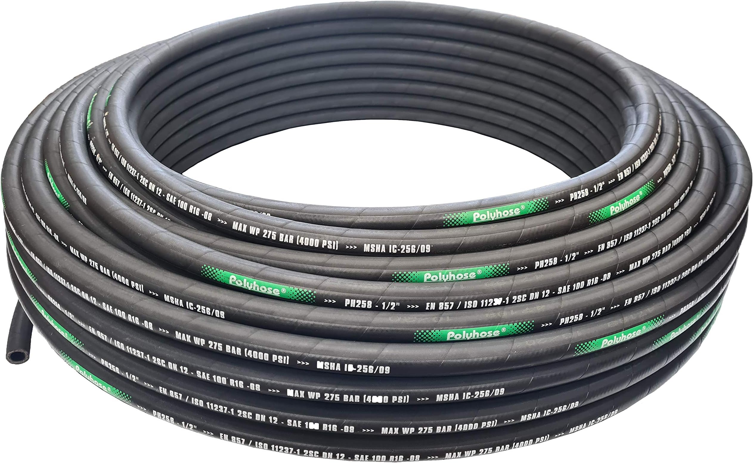 2SC Hydraulic Hose - 1/2" ID - SAE 100R16 2-Wire, MSHA Cover (5 Metres)
