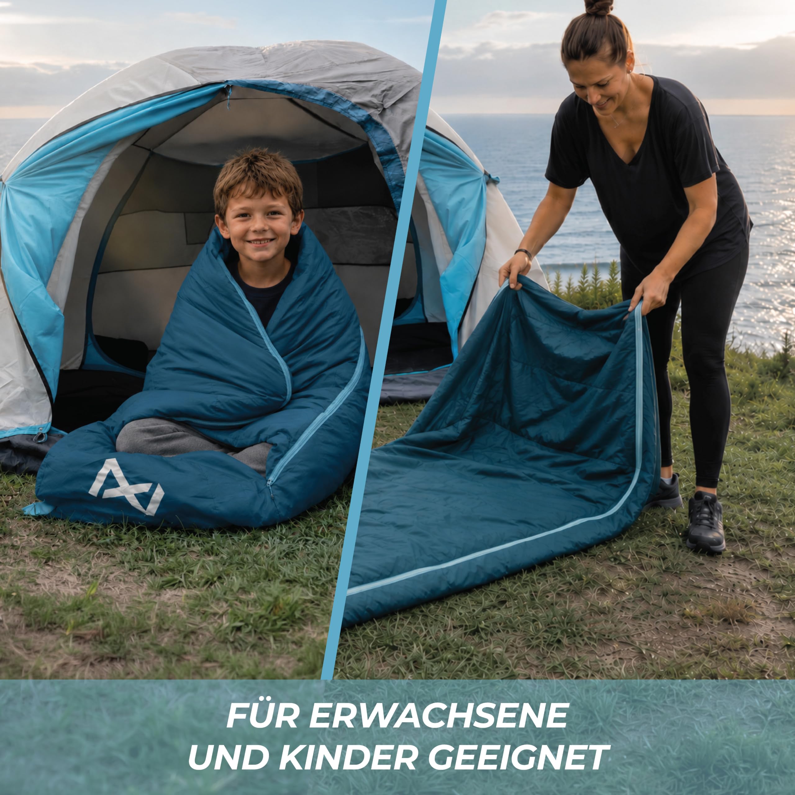 Schlafsack Erwachsene - Sommerschlafsack Kleines Packmaß & Ultraleicht - Mumienschlafsack für Camping, Outdoor & Festivals