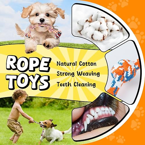 Miniatura 4 de Zeaxuie Paquete de 9 juguetes para cachorros para dentición, juguetes masticables para cachorros con bonitos juguetes chirriantes para perros,