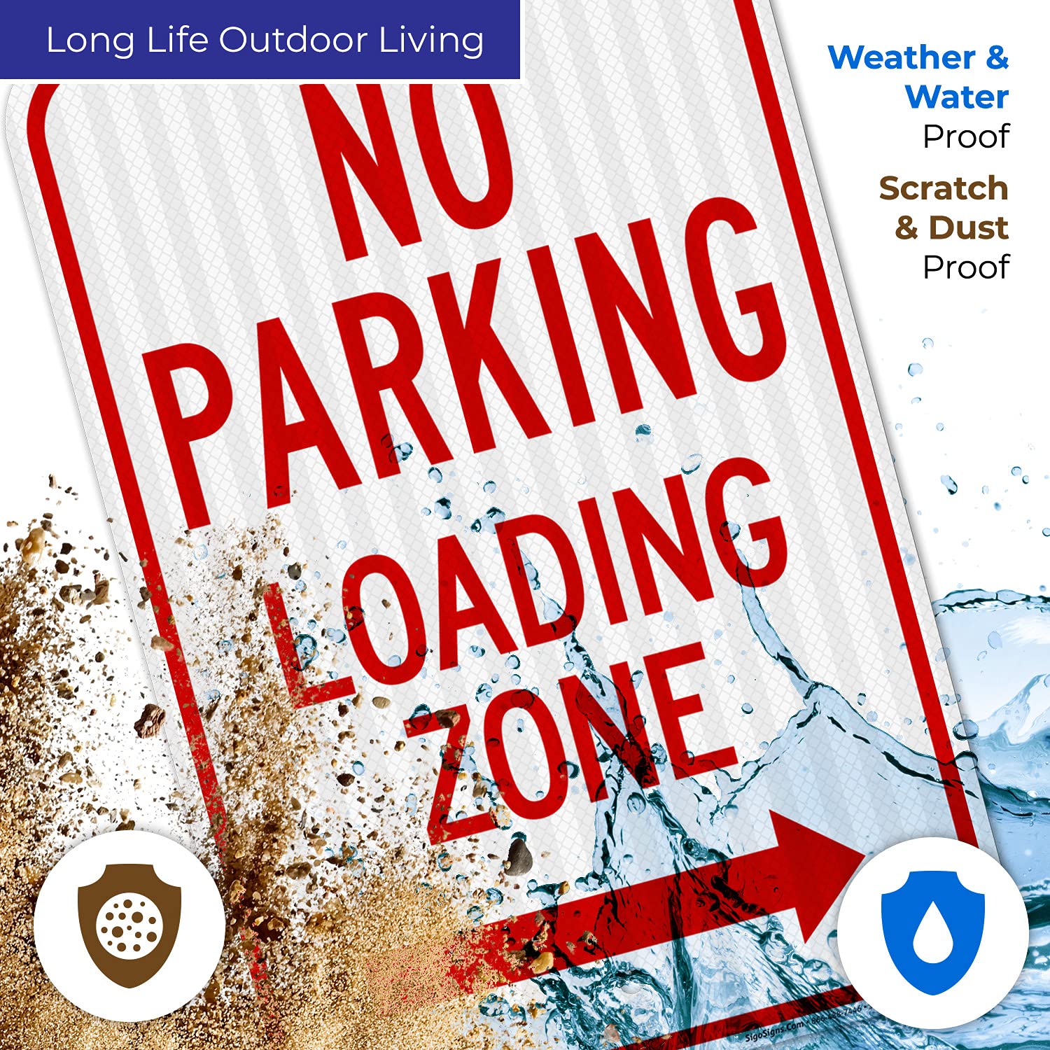 No Parking Loading Zone with Right Arrow Sign, 12x18 Inches, 3M EGP Reflective .063 Aluminum, Fade Resistant, Made in USA