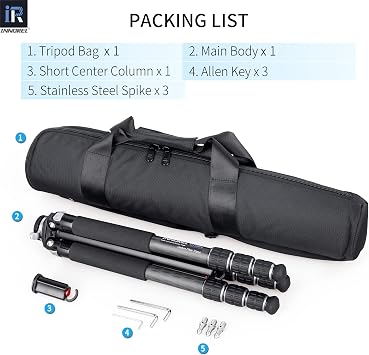 Carbon Fiber Tripod-INNOREL GT284C Professional Compact Portable Tripod for Digital DSLR Camera Heavy Duty Camera Stand Support with Special-Shaped Center Column 1.14in/29mm Tube Max Load 44lbs/20kg