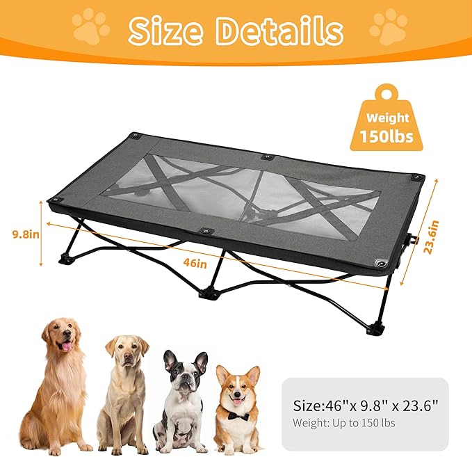 Catre para Perro Elevado Grande con Malla Transpirable y Bolsa de Transporte miniatura 2