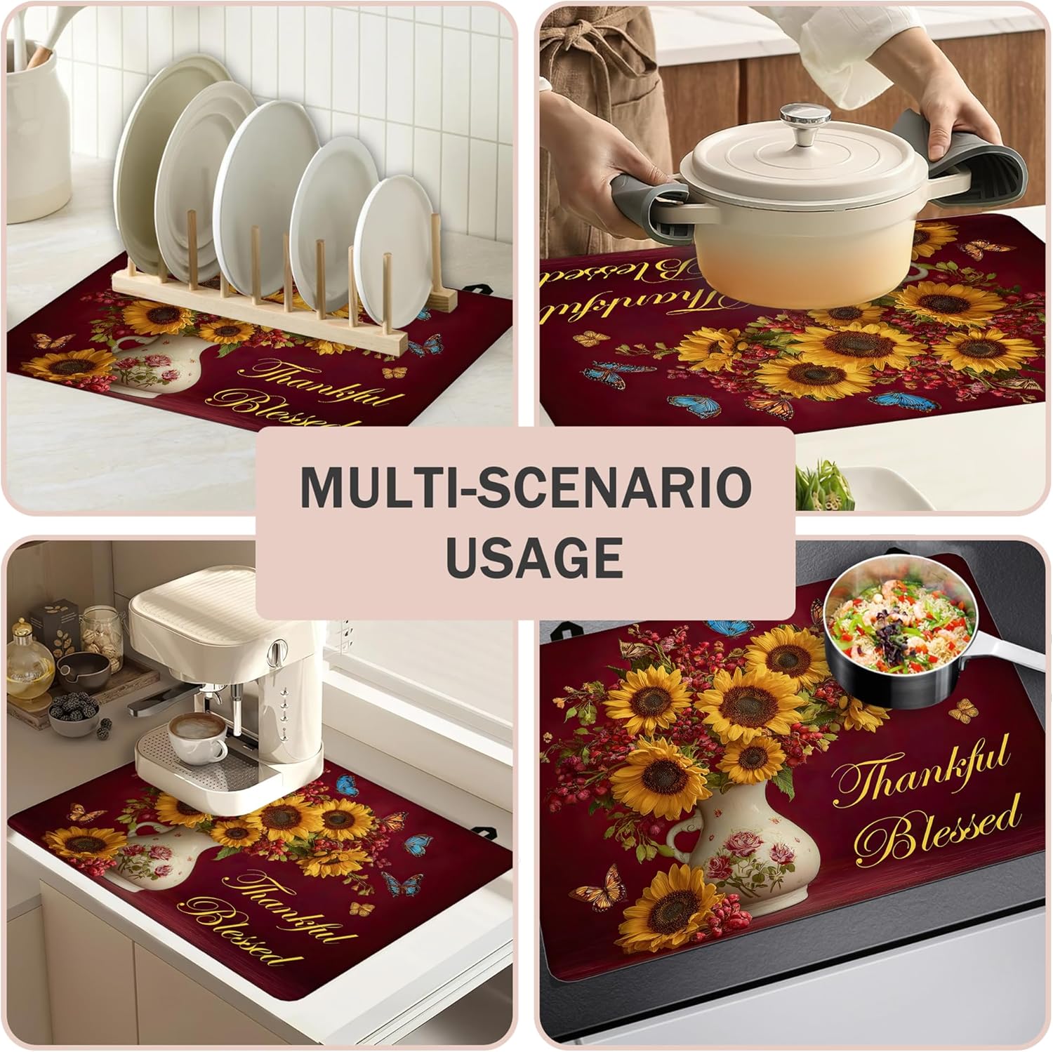 Sunflower Bouquet Stove Top Cover for Electric Stove - Stove Mat for Glass Top, Multi-Functional Electric Oven Cover, Glass Cooktop Protector For Kitchen, Anti-Slip Pad 28"x20"