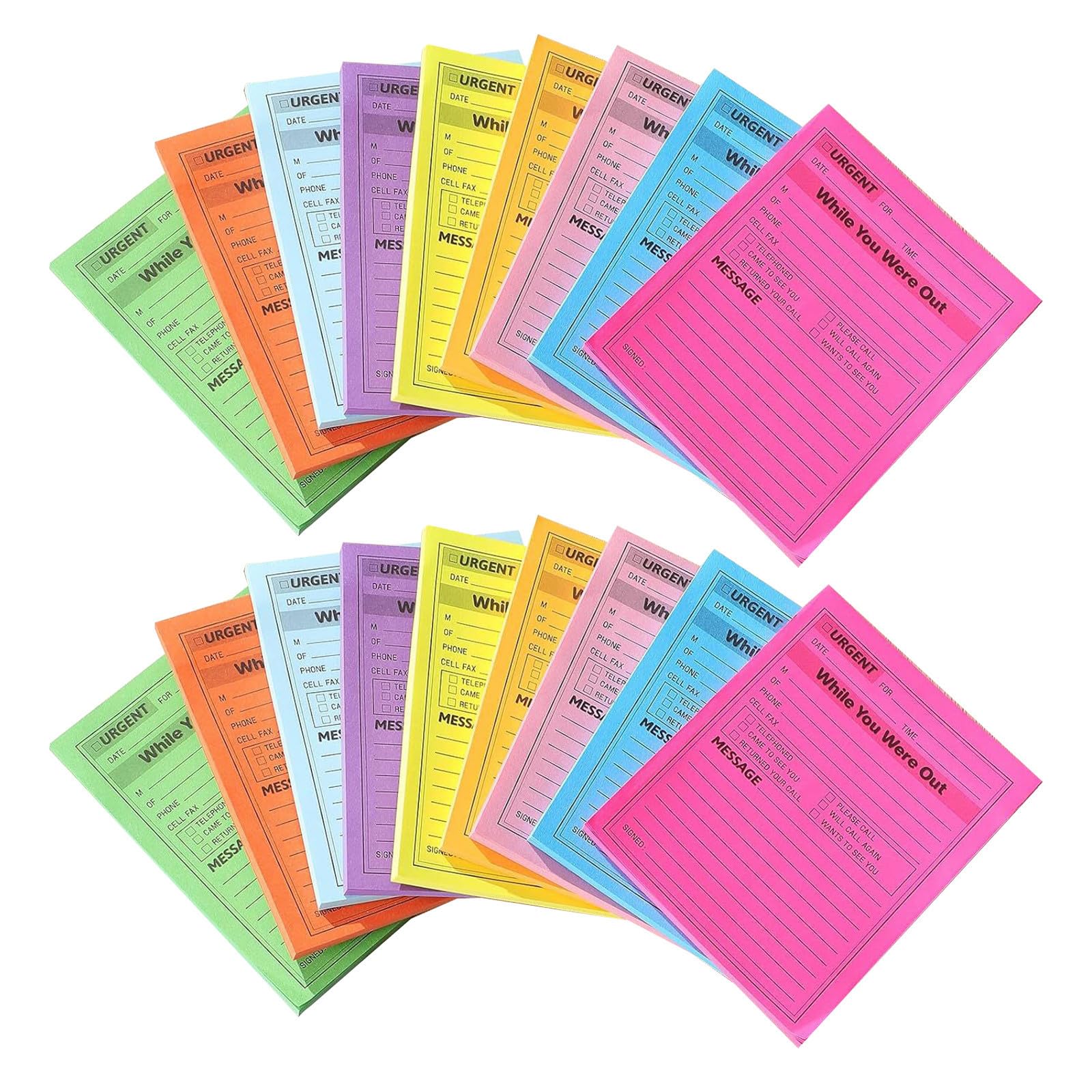 SOLUSTRE 18pcs while You Were out Message Pads, Self-adhesive Phone Message Notepad Ample Writing Area, Bright Colourful Memo Stickers for Office and Home Use