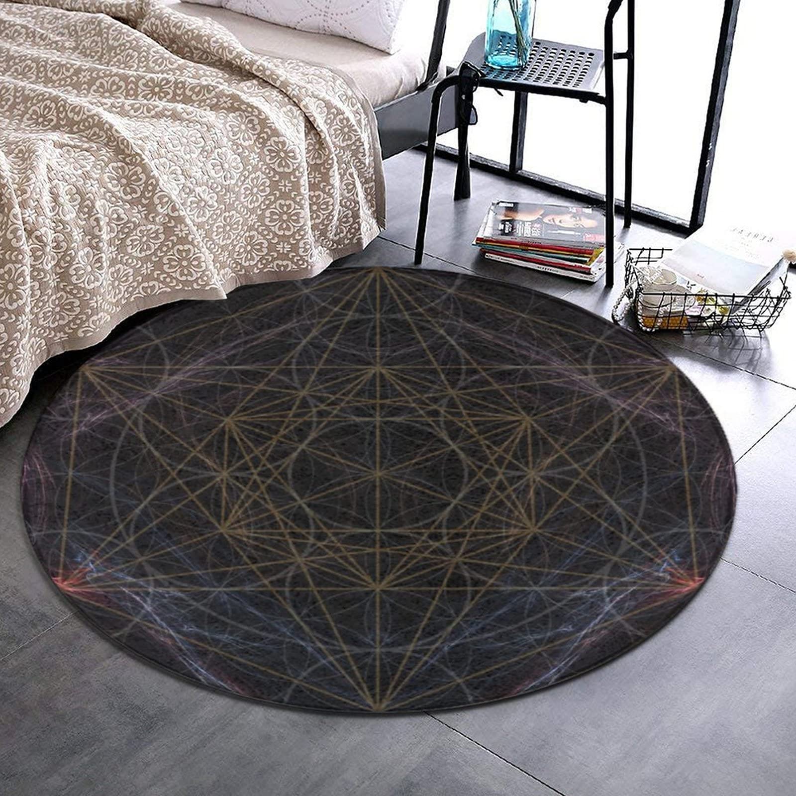 Fashion Ultra Soft Non-Slip Round Area Rugs Indoor Throw Area Rug Circle Carpet for Living Room Bedroom Dining Room, Magic Smoking Sacred, 5 Feet