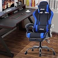 Vista 2 de PayLessHere Silla ergonómica de escritorio de carreras, silla de computadora, silla de juegos con reposapiés, soporte lumbar, reposacabezas