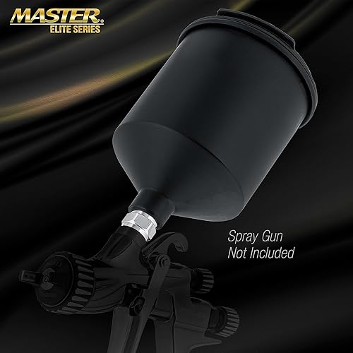 Miniatura 4 de Master Elite - Pistola de pintura en aerosol de alimentación por gravedad de aluminio negro de 20.3 fl oz con tapa de plástico sin goteo, taza se