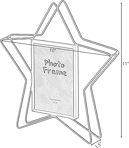 Miniatura 7 de Marco de fotos moderno de metal negro con forma de estrella para exhibición de mesa, 4 x 6 pulgadas