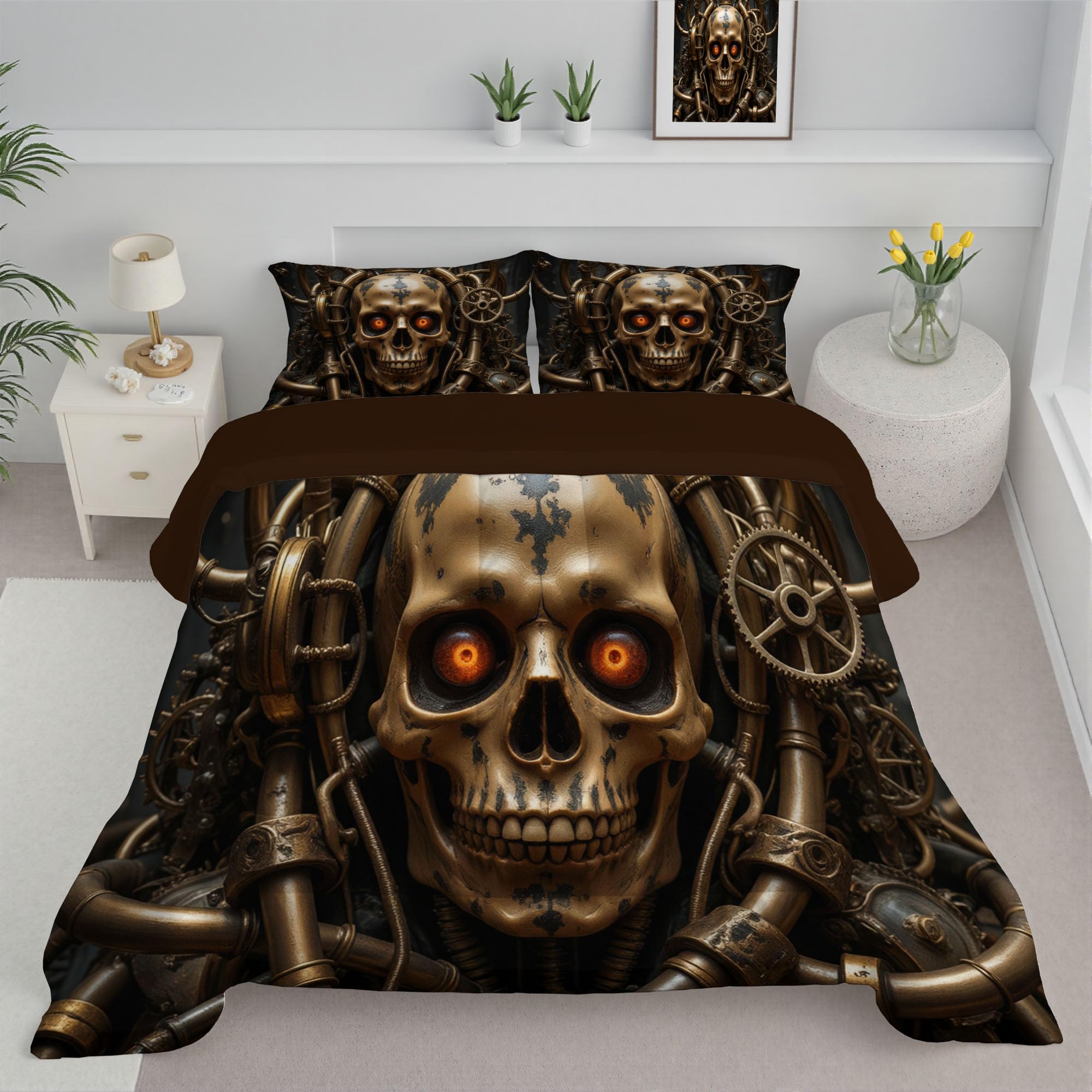 Couette 4 saisons crâne gothique 260x230cm en duvet léger et chaud
