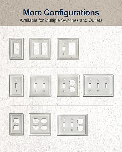 Miniatura 6 de Paquete de 2 placas de pared combinadas de palancadúplex, cubiertas de interruptor de salida de pared para interruptor de luz de palanca, toma de