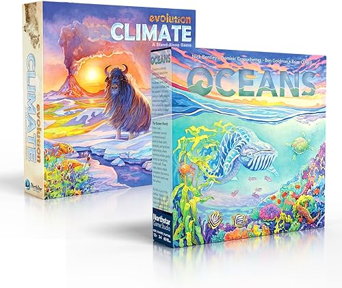 North Star Games Evolution Climate Game and Oceans Board Game Bundle Juegos de estrategia galardonados - Adapta especies evita los depredadores,