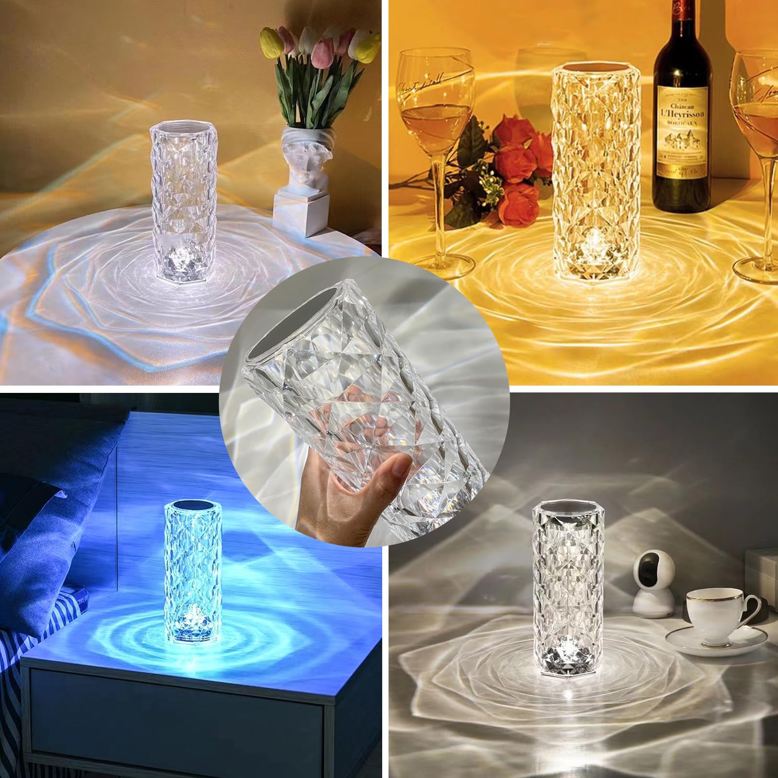 Lámpara LED De Mesilla De Noche, Lámpara De Sobremesa Seta Recargable Temperatura De Color 2700k 6500k Y Brillo Infinitamente Ajustable Plateado 95460807