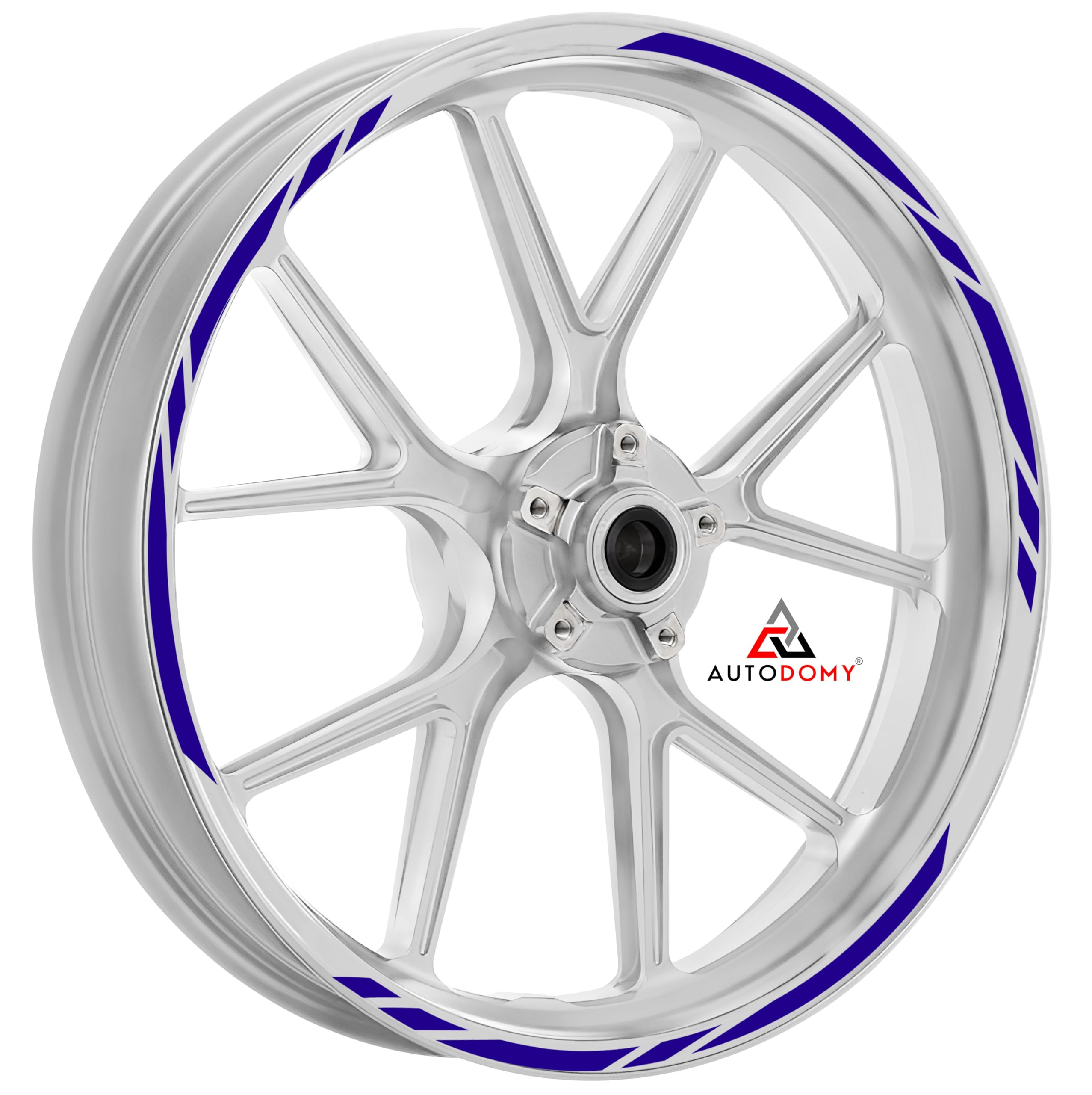 Autodomy Motorrad Felgenaufkleber Komplettset | Felgenrandaufkleber für 2 Räder 15" bis 19" Zoll | Felgen Aufkleber Motorrad Tuning | Felgenaufkleber Motorrad Racing Design (Blau)