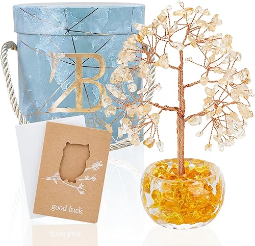 ZenBless Árbol de dinero de cristal curativo de citrino, árbol de 7 chakras, árbol de la vida, cristales falsos, árbol bonsái, Feng Shui, Reiki,