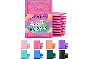 Poly Bubble Mailers 4x8, 50 Pack of Hot Pink Self-Seal Shipping Bags