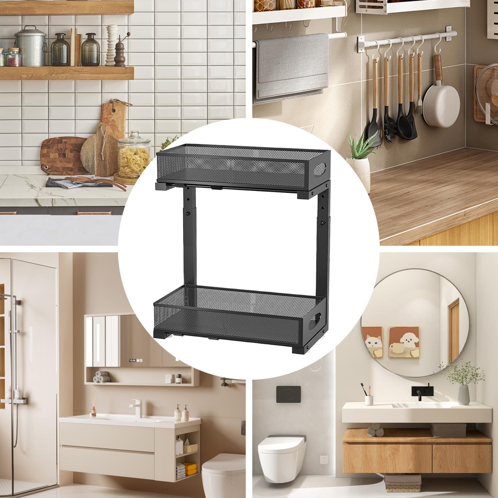 Organizador Para Debajo Del Lavabo Del Baño Organizadores Extraíbles Y | Doméstico Multifuncional Para Cocina Cuarto De Lavandería