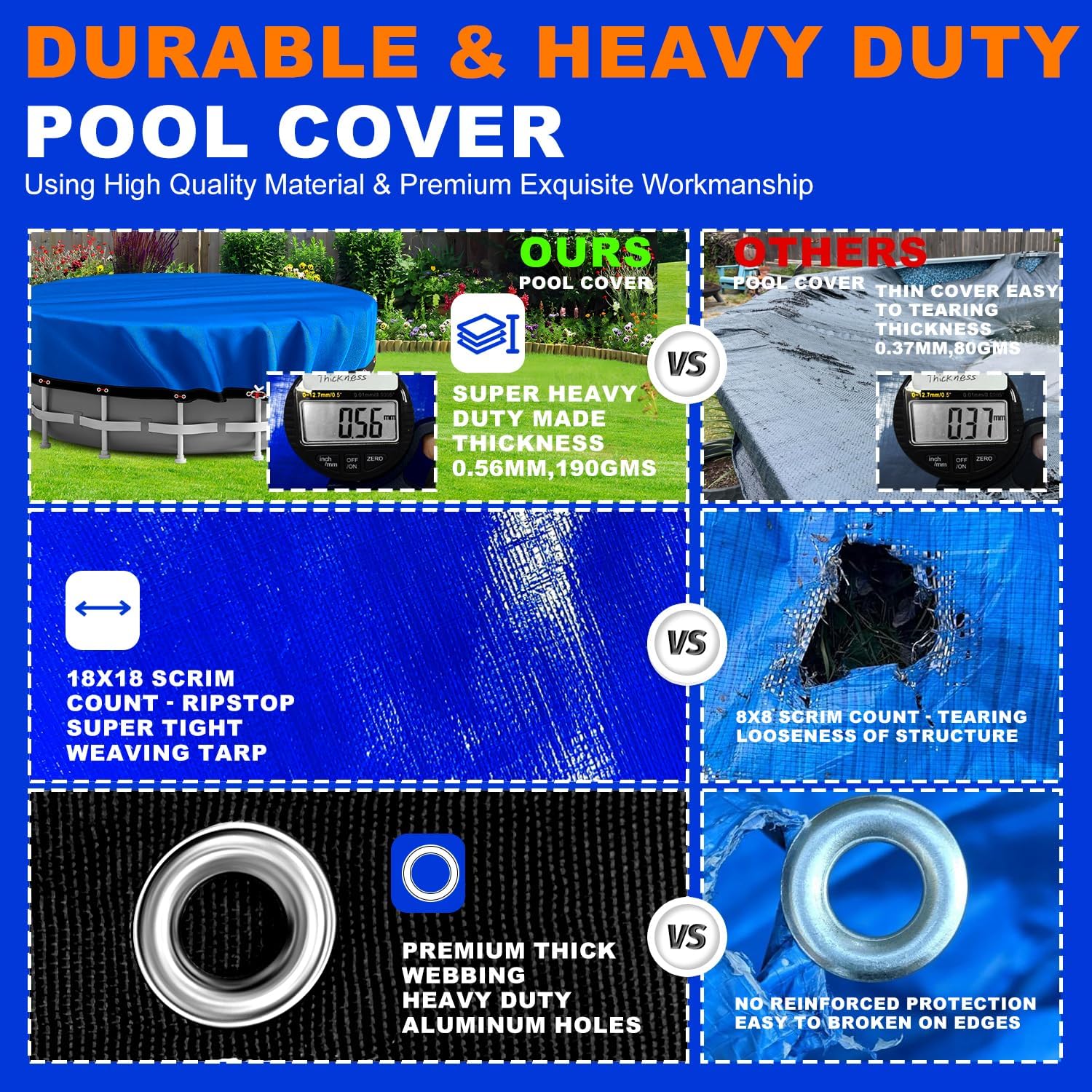 12FT Round Winter Pool Cover,Pool Covers for Above Ground Pools,Heavy Duty Durable PE Material Swimming Pool Covers,Cold-Resistant Anti-UV,Extreme Weather Protection,Winch and Cable Kit-Aibiley