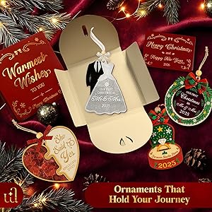 Woodamore Our First Christmas As Mr and Mrs 2025 - Just Married Ornaments, Wedding Ornament for Couple, Unique Wedding Gifts for Bride and Groom, 1st Married Newlywed Christmas Ornaments 2025