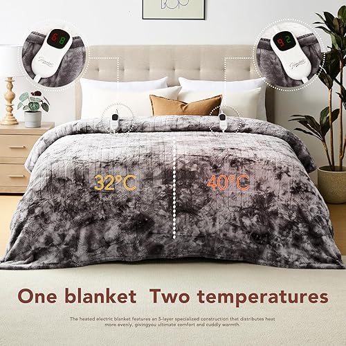 Vista 296 de Homemate Manta térmica eléctrica de 50 x 60 pulgadas, manta térmica de 1/2/4/6/8 horas de apagado automático, 10 niveles de calor, protección contra