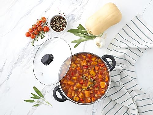 Miniatura 4 de GoodCook Basics - Horno holandés de acero inoxidable con tapa de vidrio, 5 cuartos de galón