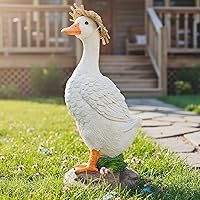 Euronet 12" Whimsical Resin Duck Statue - Funny Garden Porch Goose Decor for Patio, Farm, Backyard & Fence