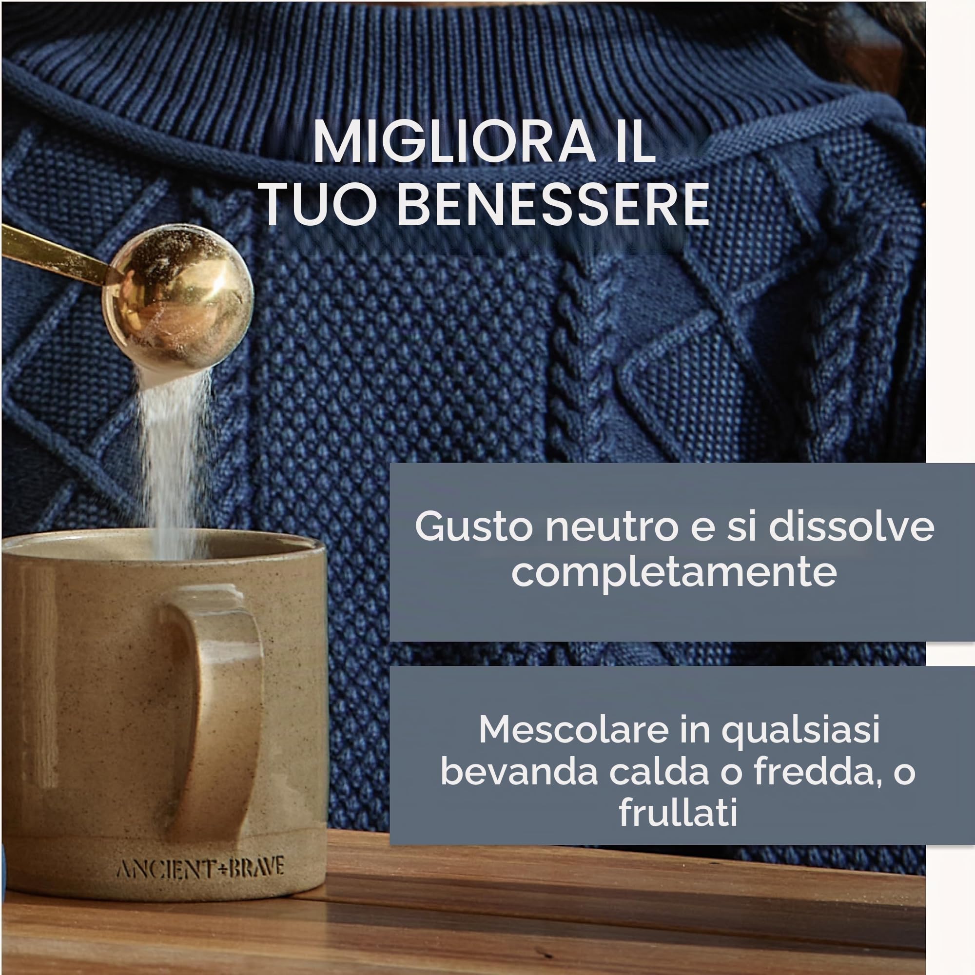 Ancient + Brave Wild Collagen Powder 200g - Integratore di Peptidi di Collagene Marino Puro Idrolizzato - Collagene in Polvere da Pesce ad Alto Contenuto Proteico - Certificato Halal e Kosher