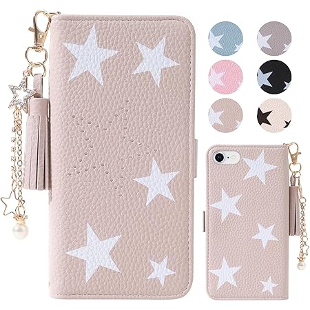 Amazon Iphone 8 Iphone 7 Iphone6s Iphone 6 Iphone Se 第二世代 ケース 手帳型iphone8 ケース 手帳型 かわいい スマホケース Iphone7 手帳型 おしゃれ 星型 スタッズ アイフォン 8 カバー 可愛い 携帯ケース アイフォン7 カード収納 アイフォン 6s 保護ケース