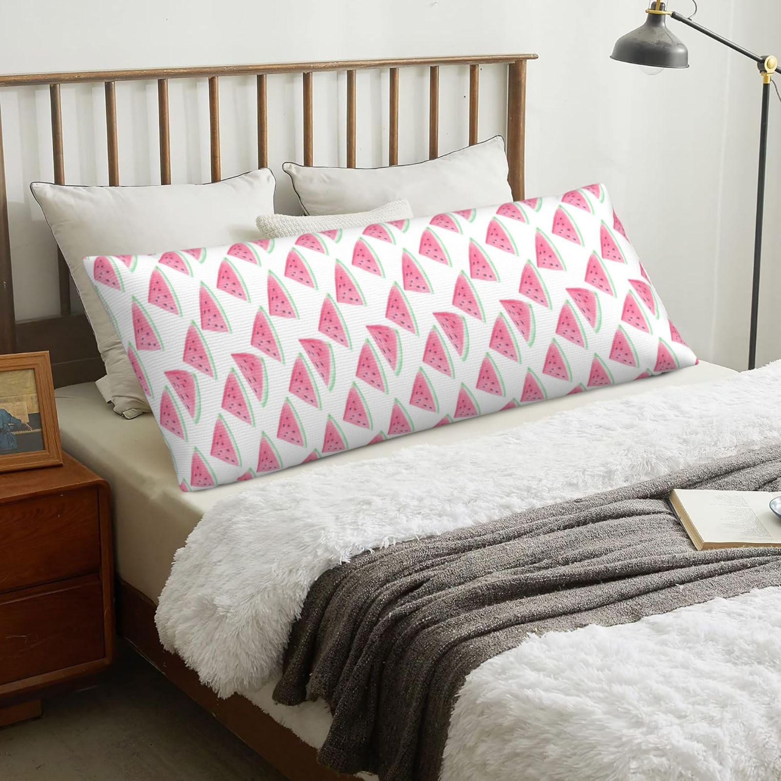 Watermelons Fruit Pattern, Body Pillow Cover with Zipper,Long Body Pillowcase 20 x 60 in