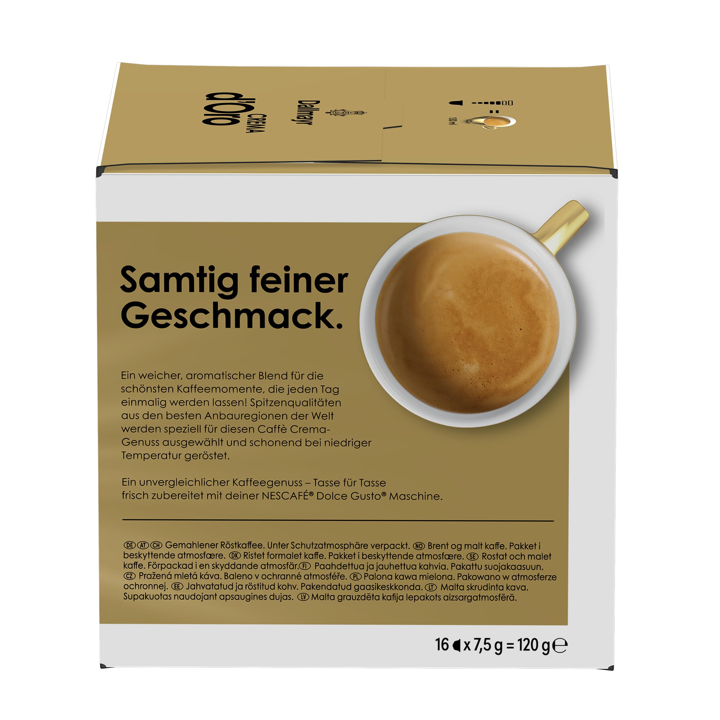 NESCAFÉ Dolce Gusto Dallmayr Crema d'Oro | 48 kapsułek do kawy | 100% ziaren arabskiej | delikatny krem i pełny aromat | szybkie przygotowanie | kapsułek z zamknięciem aromatyzującym | 3 sztuki (3 x 16 kapsułek)