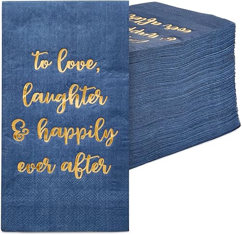Miniatura 1 de Servilletas de cena azul marino para recepción de boda, Here's to Forever (100 unidades, 100 unidades)