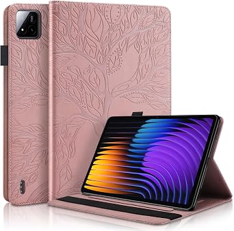 Case for Xiaomi Mi Pad 7 / Mi Pad 7 Pro 11.2 Inch 2025 Model 7th Generation Folio Flip PU Leather Protective Tablet Case with Pen Holder and Stand Function Rose Gold