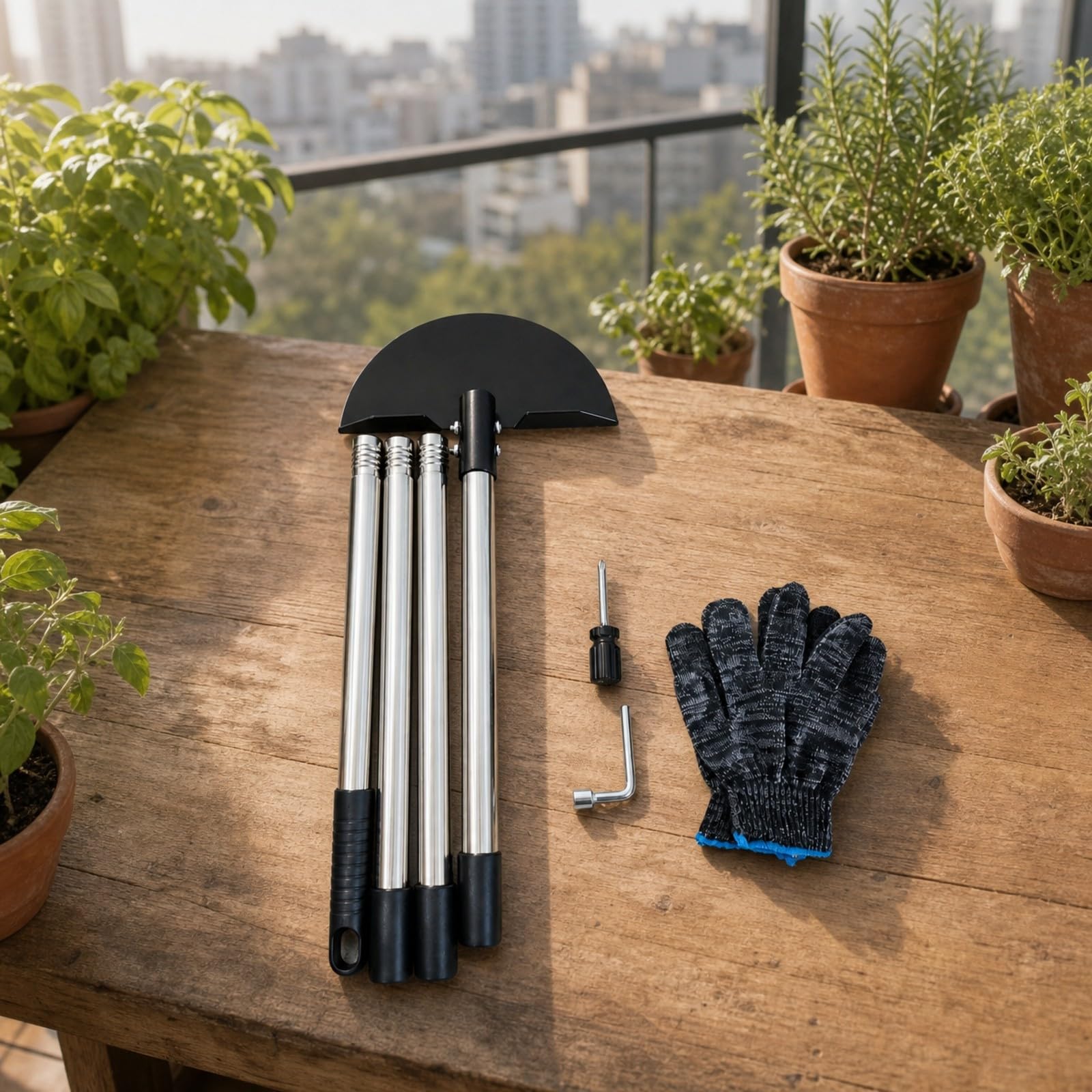 Escardillo shierbe con Mango smontable Antislizan Escardillo Hoja Curva Metal smalezadora Mano para Jardineros Aficionados , 5 Secciones
