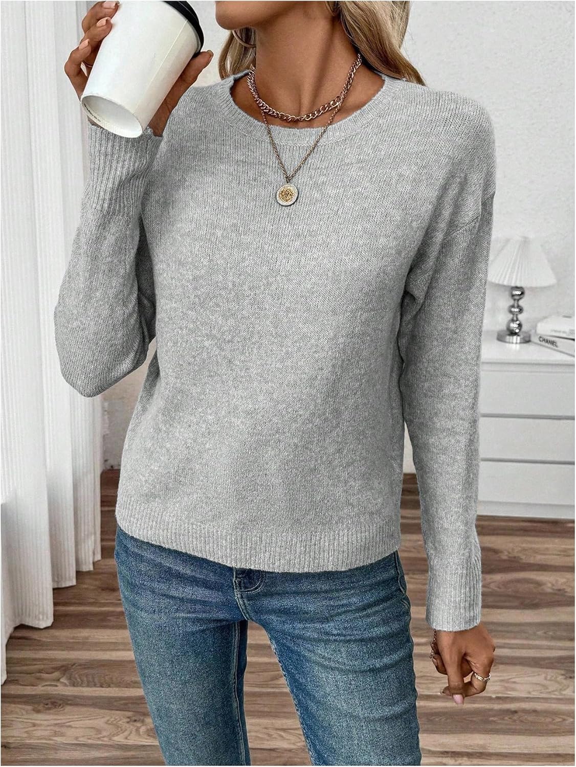 Women's Fall Sweaters Long Sleeve Knit Crewneck Sweaters Jumper Tops Streetwear Fall Outfits - Image 5