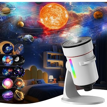 QKTYB Planetarium Projector Starry Sky Projector with 4K HD Planet Discs 360  Rotating Galaxy Projector with Timer Star Projector Night Light Lamp for Children Adults Bedroom