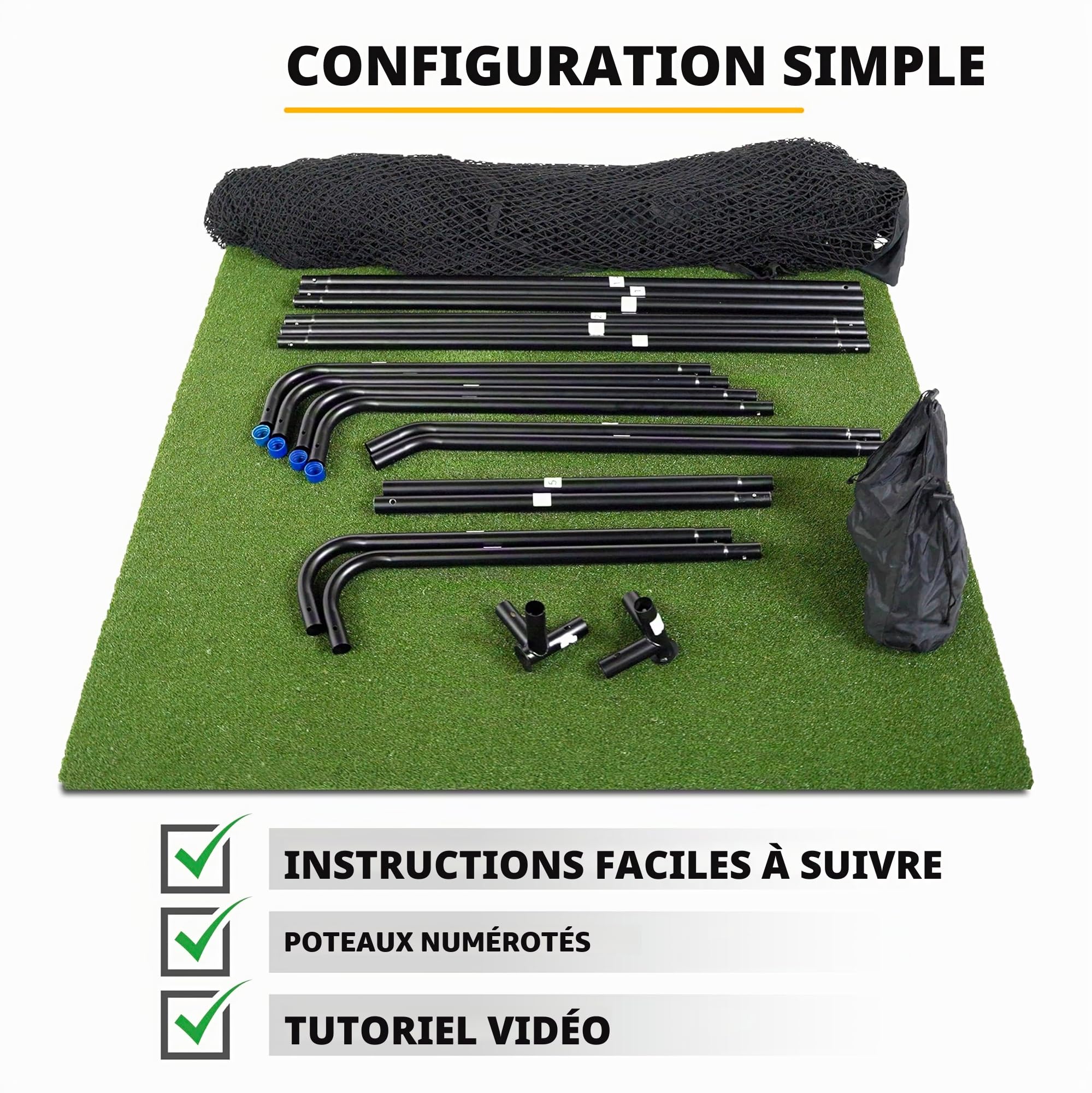 SimSpace Unisex Adult Tri Turf Multifunctional Golf Hitting Mat for Driving and Chipping Practice - Green, 64 cm x 40 cm