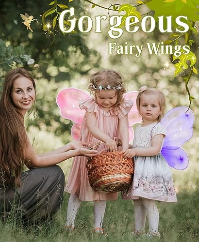 Miniatura 5 de Jeowoqao 5pcs Tutus Dance Tutus Vestido con 5 horquillas de flores para niños alas de mariposa