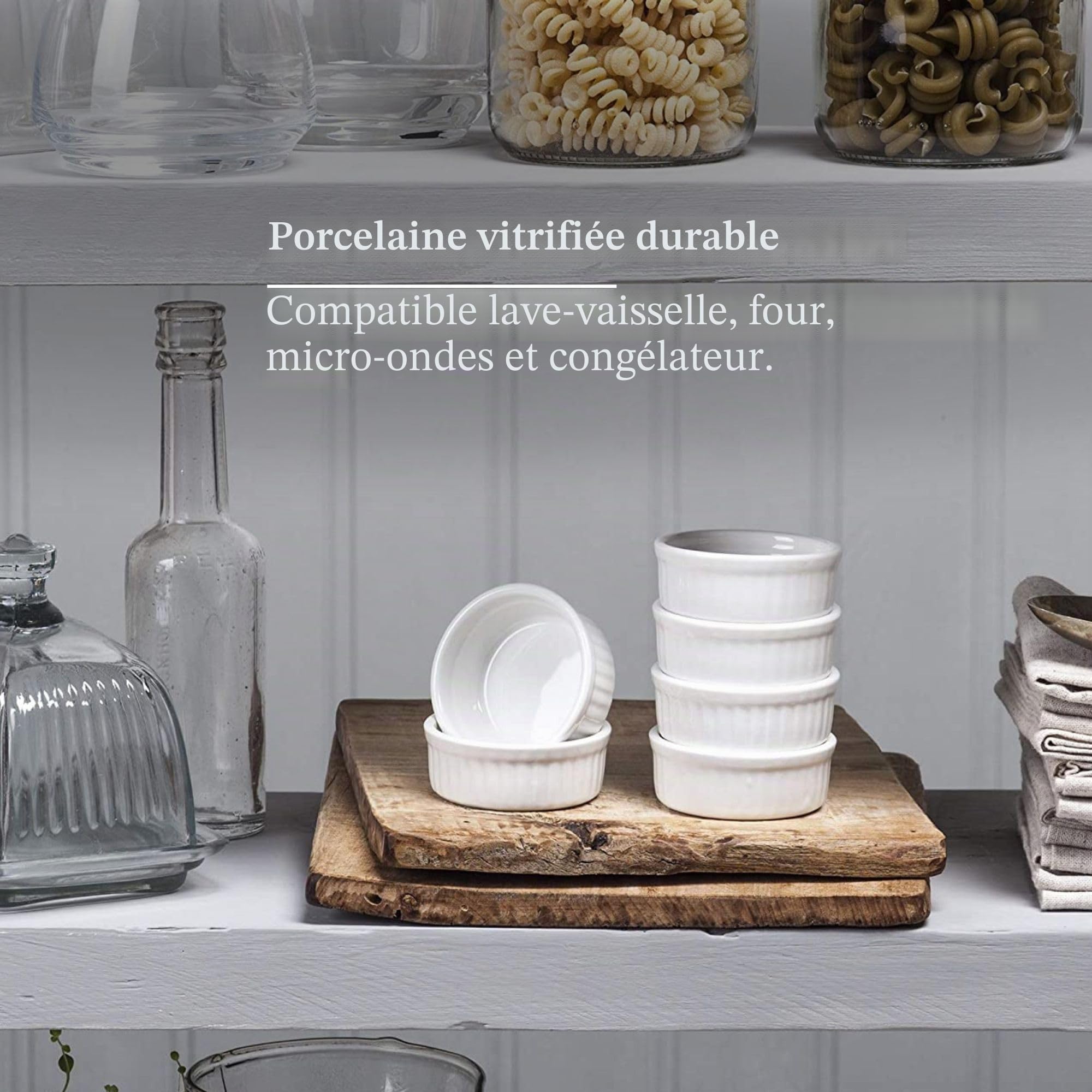 WM Bartleet & Sons 1750 Lot de 6 mini ramequins traditionnels en porcelaine Ø 6,5 cm avec - Blanc - TSET43
